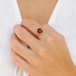 granat ring i forgyldt messing - Eliné