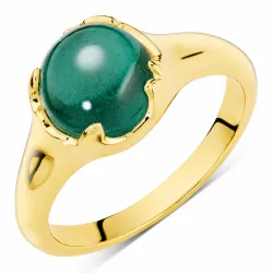 grøn krystal ring i forgyldt messing - Eliné