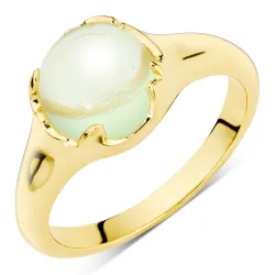 lysegrøn krystal ring i forgyldt messing - Eliné
