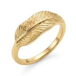 blad ring i forgyldt messing - Pure Nature