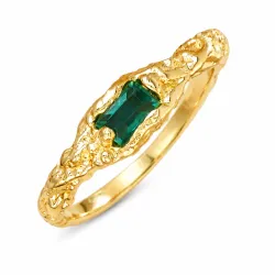grøn krystal ring i forgyldt messing - Eliné