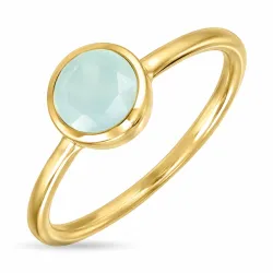 aqua krystal ring i forgyldt messing - Loom Stones