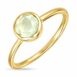 lysegrøn krystal ring i forgyldt messing - Loom Stones