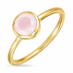 rosa krystal ring i forgyldt messing - Loom Stones