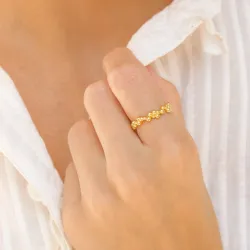 kugle ring i forgyldt messing - Eliné