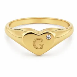 bogstav G ring i forgyldt messing