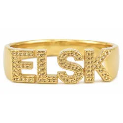 elsk ring i forgyldt messing