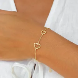 hjerte armbånd i forgyldt messing - Eliné
