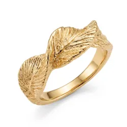 blad ring i forgyldt messing - Pure Nature