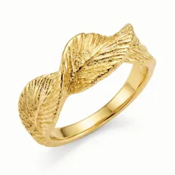 blad ring i forgyldt messing - Pure Nature