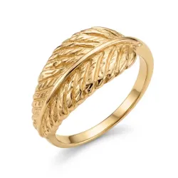 blad ring i forgyldt messing - Pure Nature