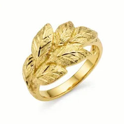 blad ring i forgyldt messing - Pure Nature