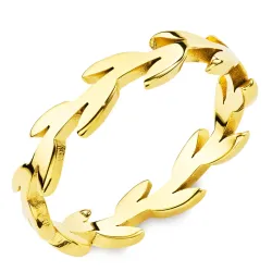 vandfast blad ring i forgyldt stål - OCEANA