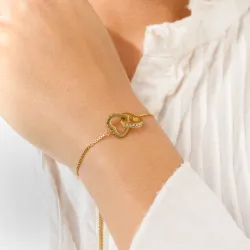 vandfast hjerte armbånd i forgyldt stål - OCEANA