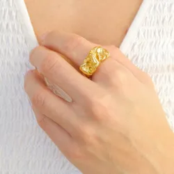 vandfast ring i forgyldt stål - OCEANA