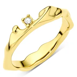 vandfast zirkon ring i forgyldt stål - OCEANA