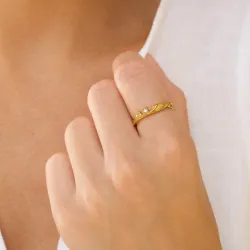 vandfast zirkon ring i forgyldt stål - OCEANA