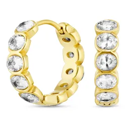 vandfaste zirkon creoler i forgyldt stål - OCEANA