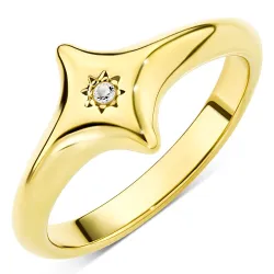 vandfast stjerne zirkon ring i forgyldt stål - OCEANA