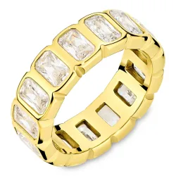 vandfast zirkon ring i forgyldt stål - OCEANA