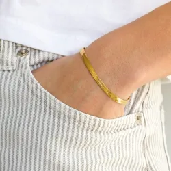 vandfast armbånd i forgyldt stål 16 + 5 cm x 4,0 mm  - OCEANA