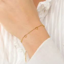 vandfast hjerte armbånd i forgyldt stål - OCEANA