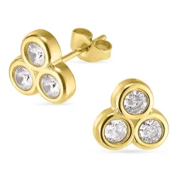 vandfaste zirkon ørestikker i forgyldt stål - OCEANA