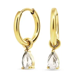 vandfaste zirkon creoler i forgyldt stål - OCEANA