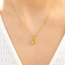 vandfast bogstav F halskæde i forgyldt stål - OCEANA