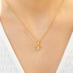 vandfast bogstav T halskæde i forgyldt stål - OCEANA