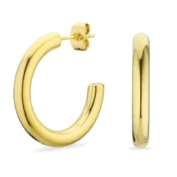 27 mm vandfaste halvcreoler i forgyldt stål - OCEANA