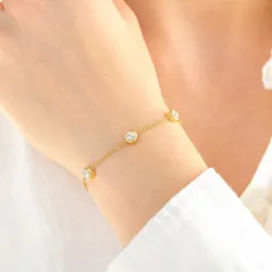 vandfast zirkon armbånd i forgyldt stål - OCEANA