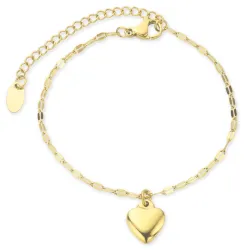 vandfast hjerte armbånd i forgyldt stål - OCEANA