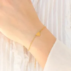 vandfast hjerte armbånd i forgyldt stål - OCEANA