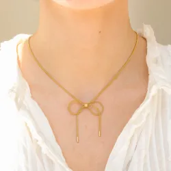 vandfast sløjfe halskæde i forgyldt stål - OCEANA