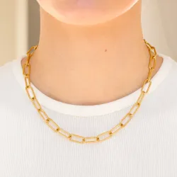 vandfast halskæde i forgyldt stål 40 cm x 7 mm  - OCEANA