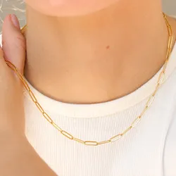 vandfast halskæde i forgyldt stål 40 + 5 cm x 3,5 mm  - OCEANA