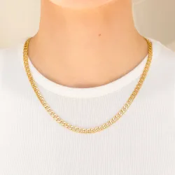 vandfast panserhalskæde i forgyldt stål 45 cm x 5 mm  - OCEANA