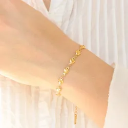 vandfast hjerte armbånd i forgyldt stål - OCEANA