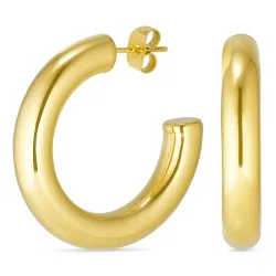 6 x 32 mm vandfaste halvcreoler i forgyldt stål - OCEANA