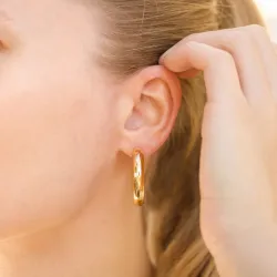 6 x 32 mm vandfaste halvcreoler i forgyldt stål - OCEANA