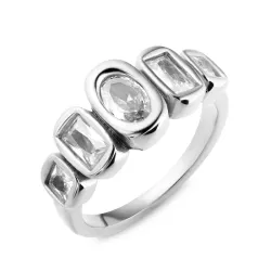 vandfast zirkon ring i stål - OCEANA