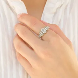 vandfast zirkon ring i stål - OCEANA