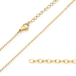 vandfast halskæde i forgyldt stål 38 + 7 cm x 1,3 mm  - OCEANA