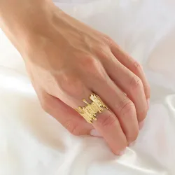 vandfast justerbar ring i forgyldt stål - OCEANA