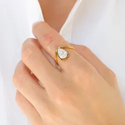 vandfast ring i forgyldt stål - OCEANA