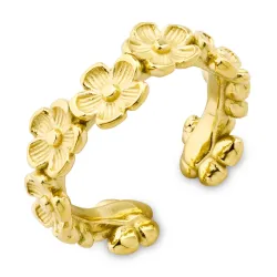 vandfast blomster ring i forgyldt stål - OCEANA