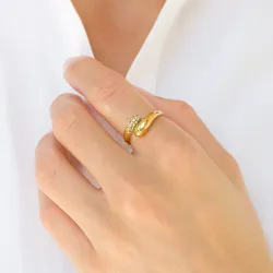 vandfast ring i forgyldt stål - OCEANA