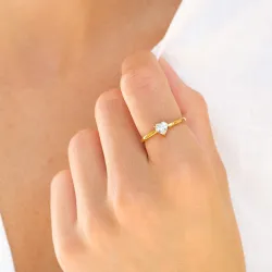 vandfast hjerter ring i forgyldt stål - OCEANA