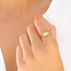 vandfast ring i forgyldt stål - OCEANA